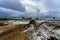 Reykjanes peninsula coast landscape in Iceland winter time