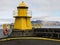 Reykjavik harbor yellow lighthouse