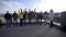 REYKJAVIK, ICELAND, OCTOBER 10, 2019 A group of guys smiles and rejoices on the pier