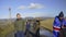 REYKJAVIK, ICELAND, OCTOBER 10, 2019 A group of guys are walking the cliff of Cape Dyrholaey, Iceland