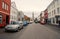 Reykjavik, Iceland - October 12, 2017: hallgrimskirkja church view on travel road. Hallgrimskirkja architecture