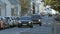 Reykjavik, Iceland - SEP, 2016: cars are moving over small calm street in northern Europe, over speed bump