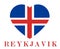 Reykjavik, textured background of Iceland flag in heart, isolated Icelandic banner with scratched texture, grunge.