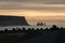 Reynisdrangar in morning sunrise at kirkjufjara beach viewpoint.Reynisfjara is a world-famous black-sand beach found on the South