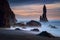 Reynisdrangar rocks sunset