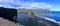 Reynisfjara Beach Landscape Panorama of Evening Light from Dyrholaey near Vik i Myrdal, Southern Iceland