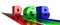 RGB letters - red, green, blue colors