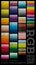 RGB palette with the signatures of colors. Color guide. RGB Press Chart. Color Abbreviations. Spectrums representing RGB color spa