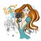 RGBGirl tourist with a camera taking pictures of attractions in Venice.Travel. Italy. Vector