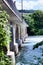 The Rheinfall railway bridge across the Rhine near Europe`s largest waterfall