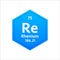 Rhenium symbol. Chemical element of the periodic table. Vector stock illustration