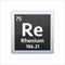Rhenium symbol. Chemical element of the periodic table. Vector stock illustration