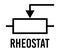 Rheostat electronic component, vector icon flat design concept. Electricity physics scheme for education