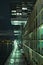 Rhine bank promenade along the crane houses at night in Cologne, Germany