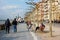 Rhine embankment promenade in the Old city center in Dusseldorf