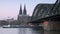Rhine panorama at daybreak, Cologne, Germany