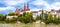 Rhine river and Minster cathedral in Basel waterfront panoramic view