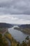 Rhine valley between Andernach and Brohl-LÃ¼tzing on a gloomy autumn day
