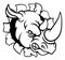 Rhino Angry Sports Mascot Breaking Background