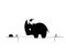 Rhino, bird and mouse on wire, cartoon illustration