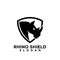 Rhino black shield logo icon designs vector illustration animal save protection