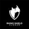 Rhino black shield logo icon designs vector illustration animal save protection