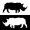 Rhino. Black and white silhouettes