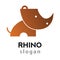 Rhino cartoon silhouette style logo