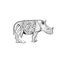 Rhino Drawing Zentangle Animal Full Length On White Background