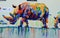 Rhino by graffiti art, Rhinoceros painting