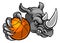 Rhino Holding Basketball Ball Mascot