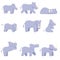 Rhino icons set, cartoon style