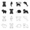 Rhino, koala, panther, hedgehog.Animal set collection icons in black,outline style vector symbol stock illustration web.