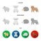 Rhino, koala, panther, hedgehog.Animal set collection icons in cartoon,flat,monochrome style vector symbol stock