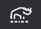 Rhino, linear logo. In a minimalist style. Vector illustration on a dark background. Vector illustration.