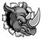 Rhino Mean Angry Sports Mascot Breaking Background