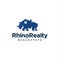 Rhino Real Estate Logo Design . Strong Rhino Home Logo Design . Building House Rhino Logo