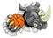 Rhino Rhinoceros Basketball Cartoon Sports Mascot