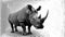 A rhino is shown in a 3d image with dots, AI