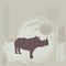 Rhino silhouette on grunge background. vector