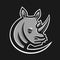 Rhino sport logo vector illustration. Logotype template for mascot team. Rhinoceros head.