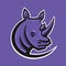 Rhino sport logo vector illustration. Logotype template for mascot team. Rhinoceros head.