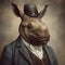 Rhino in a Suit - Victorian 1800s Style (AI-Generated)