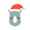 Rhino wearing santa hat flat icon design