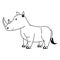 Rhino wildlife cute animal cartoon in black and white