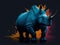 Rhinoceros animal abstract wallpaper. Contrast background Rhino in vivid colors. Ai Generated