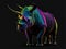 Rhinoceros animal abstract wallpaper. Contrast background Rhino in vivid colors. Ai Generated