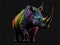 Rhinoceros animal abstract wallpaper. Contrast background Rhino in vivid colors. Ai Generated