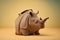 Rhinoceros as a leather bag on a colored background, created with Generative AI technology