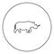 Rhinoceros black icon outline in circle image